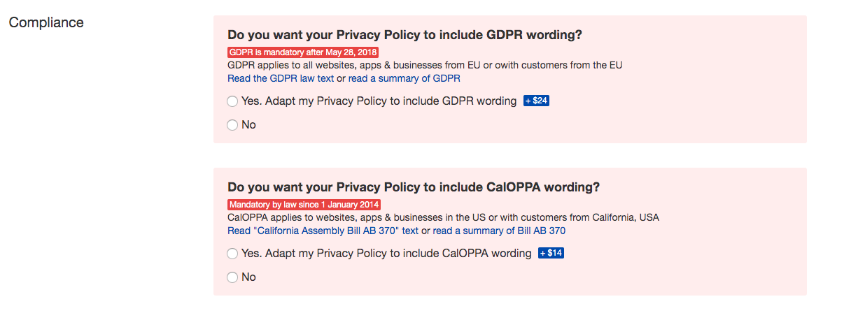 Termsfeed Policy Compliance